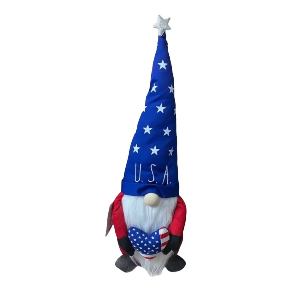 Rae Dunn USA Shelf Sitter Patriotic Gnome Plush‎ 4th of July Americana Decor NWT